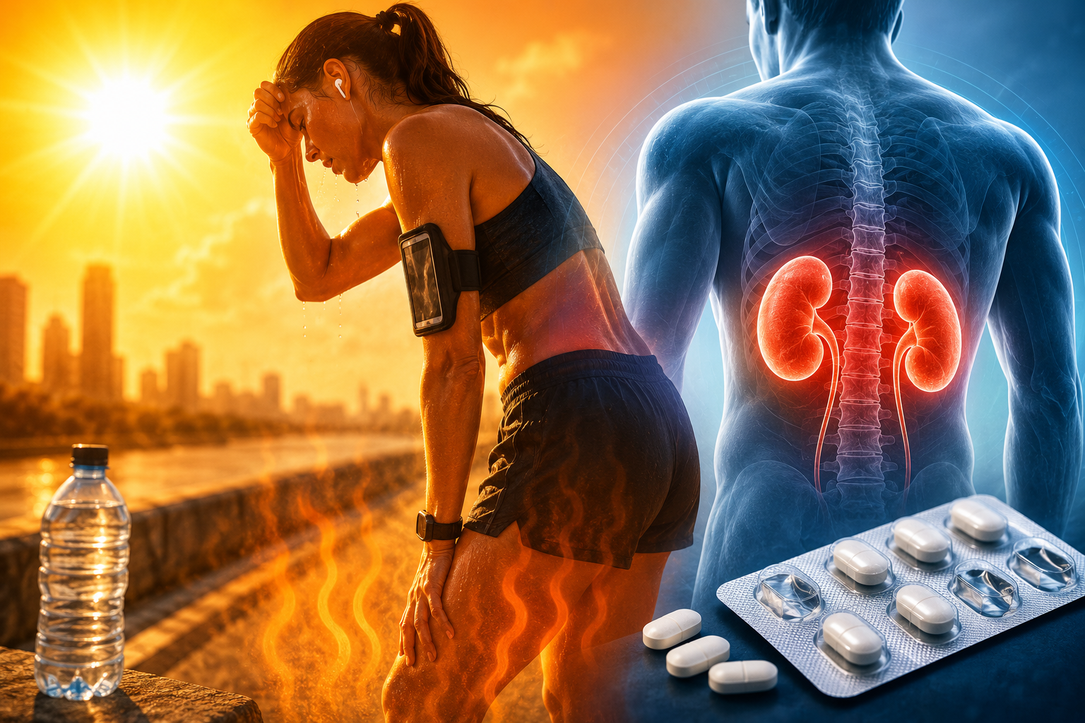 Illustration de l’article : Canicule et sport : pourquoi les anti-inflammatoires peuvent être dangereux pour les reins